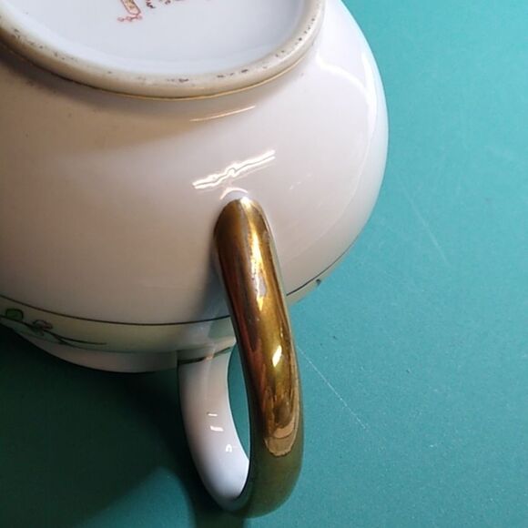 Noritake Amerita  Porcelain Cream Pitcher with Gold Trim Floral Hand Painted - Picture 7 of 7